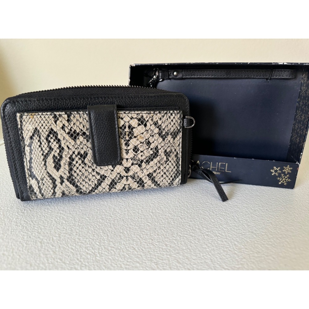 Rachel Roy Wallet Women's Black Snake Print Genuine Leather New In Box